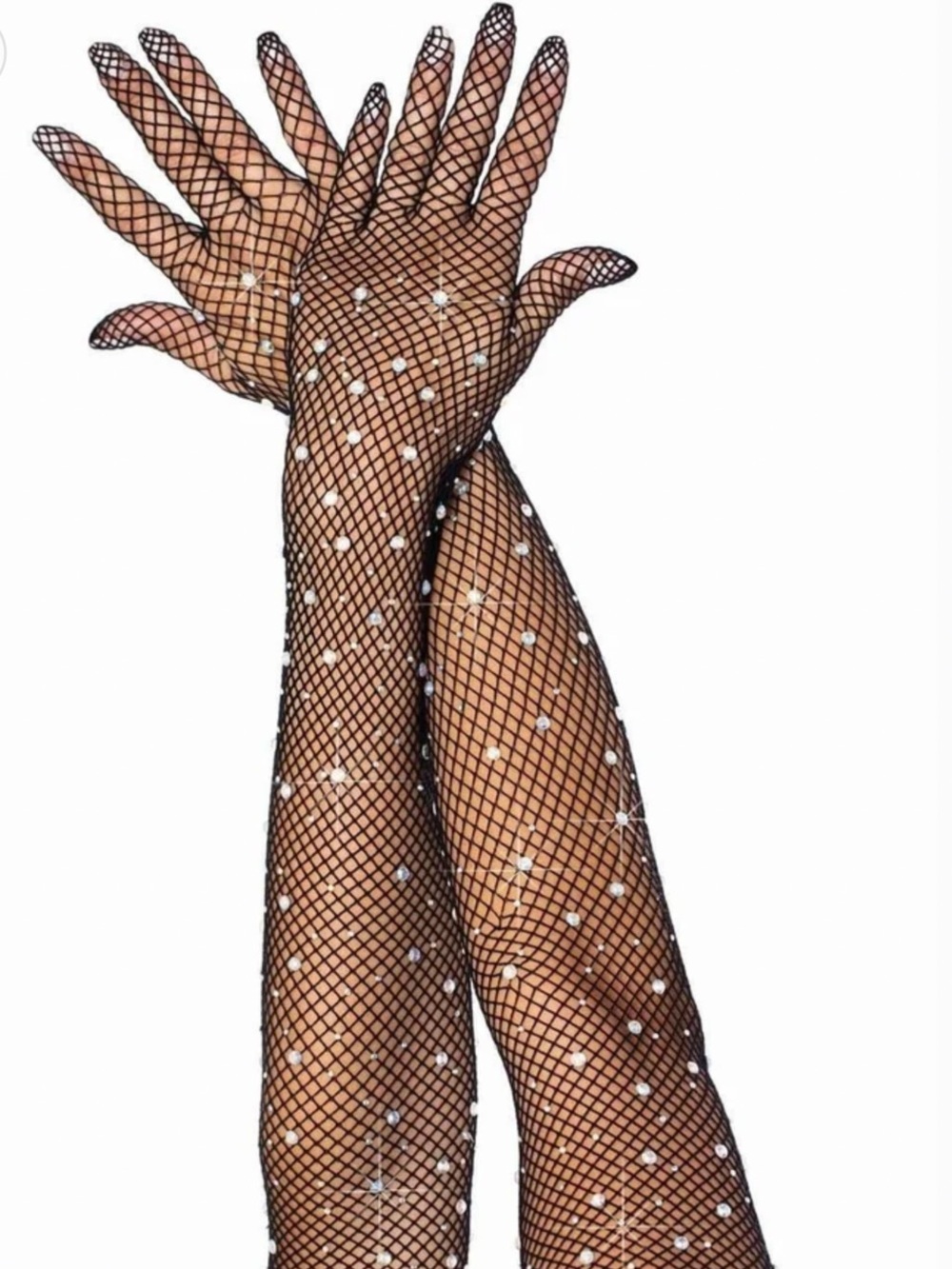 Leg Avenue Black Fishnet Fingerless Elbow-Length Gloves